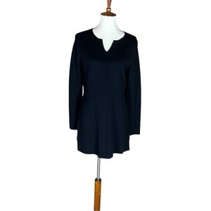 Brooks Brothers black extra fine merino wool sweater dress / tunic Size Large